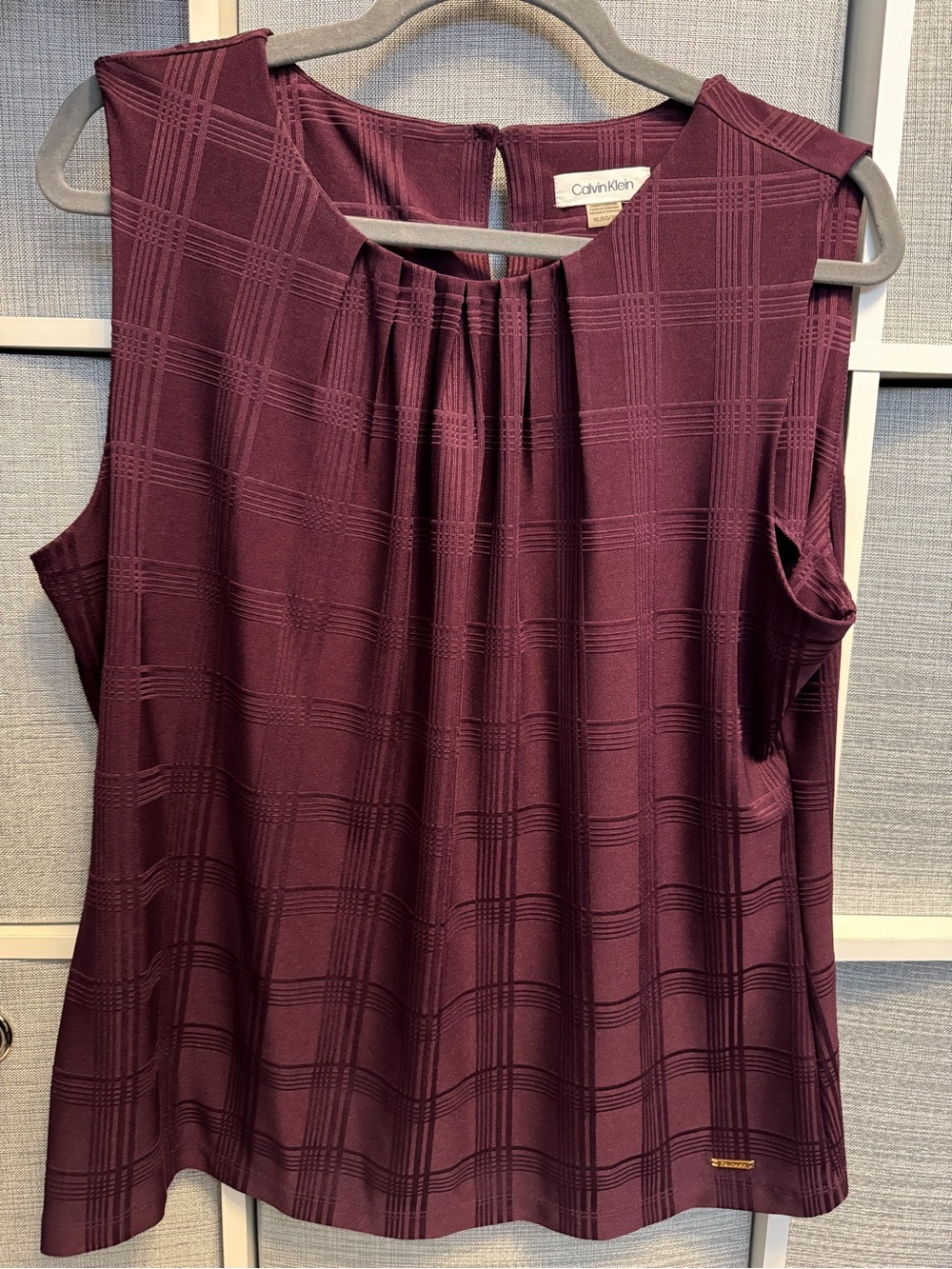 Calvin Klein Plum Plaid Sleeveless Top